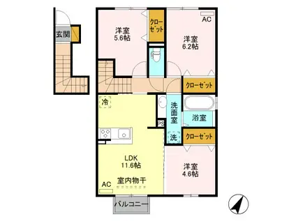 サニーコートII(3LDK/2階)の間取り写真