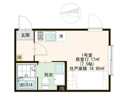 IVY町屋(ワンルーム/3階)の間取り写真