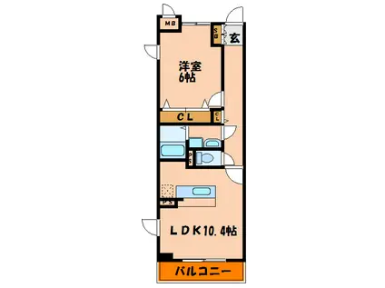グラン・アビタシオン(1LDK/2階)の間取り写真