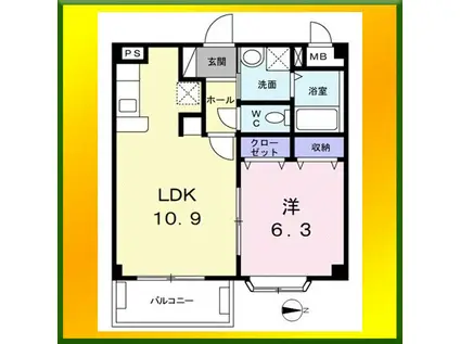 ベル・ソレイユA(1LDK/2階)の間取り写真
