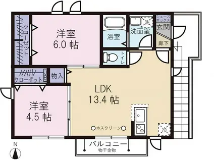 サクラハウス(2LDK/2階)の間取り写真