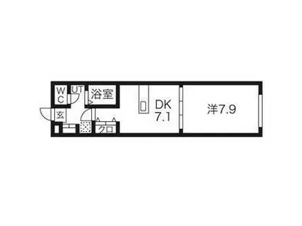 アスコット古川III番館(1DK/1階)の間取り写真