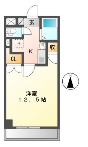 THUマンション(1K/3階)の間取り写真