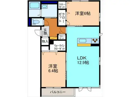 ラ ルーチェ(2LDK/2階)の間取り写真
