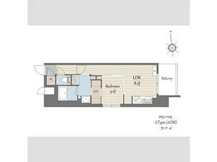S-RESIDENCE天満橋AR(1LDK/2階)の間取り写真