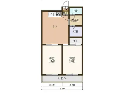 ロイヤルメゾン武庫之荘IV(2DK/2階)の間取り写真