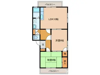 クラベリートひらた(2LDK/3階)の間取り写真