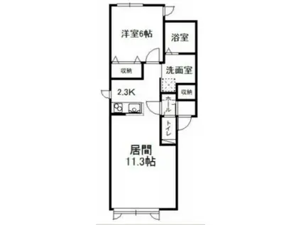 メアリー(1LDK/1階)の間取り写真