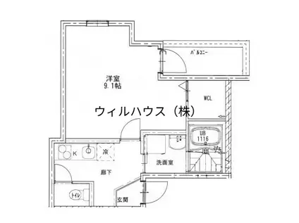 ハピネス高師浜(1K/1階)の間取り写真