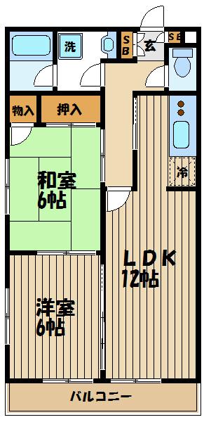メゾンピュールジョワ(2LDK/3階)の間取り写真