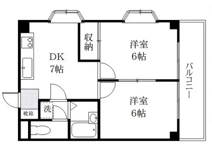 岩瀬マンション(2DK/4階)の間取り写真