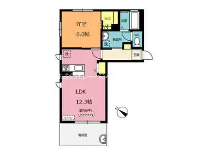 ブランピスト(1LDK/1階)の間取り写真