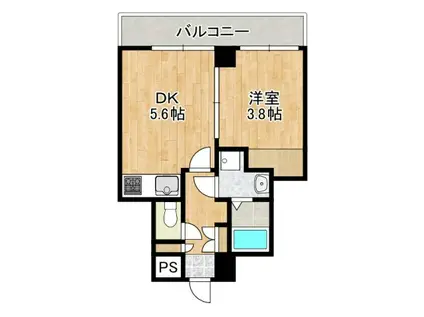 アルファブリック(1DK/2階)の間取り写真