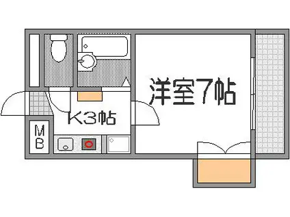 パークサイド大手町(1K/4階)の間取り写真