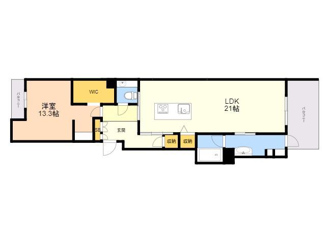  SHAMAISON LUXUAR平尾山荘通(1LDK/2階)の間取り写真