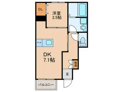 PREVOYANCE甘木駅前II(1DK/1階)の間取り写真