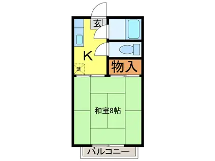 村岡ビューハイツA・B(1K/2階)の間取り写真