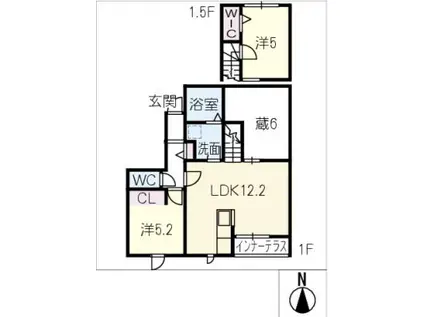 ロシュ上ノ山(2LDK/1階)の間取り写真