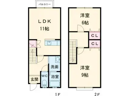メゾネット ルーラル(2LDK/1階)の間取り写真