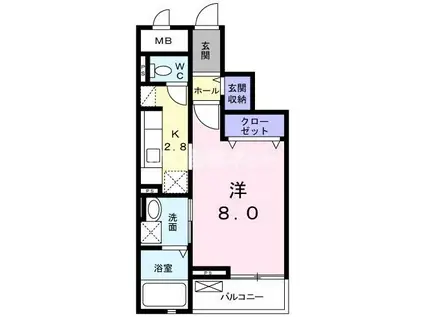 ヒルズ桜坂(1K/3階)の間取り写真
