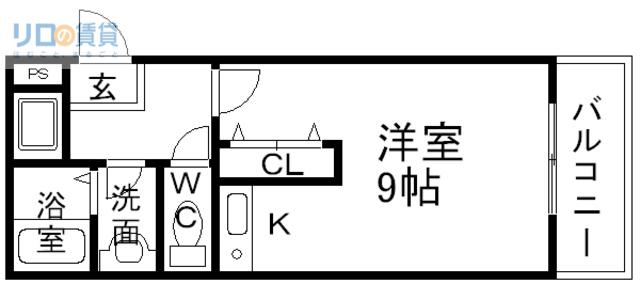 パルティール(1K/2階)の間取り写真