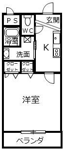 フジパレス西国分(1K/2階)の間取り写真
