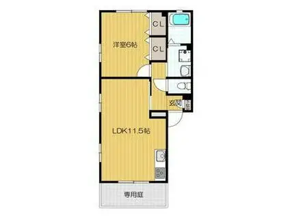 エルツインA棟(1LDK/1階)の間取り写真