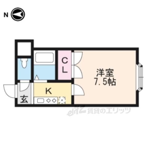 ピーコック(1K/1階)の間取り写真