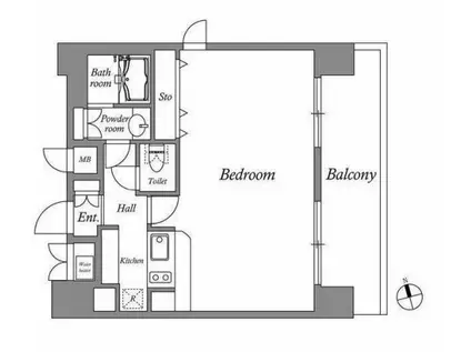 コーヴァル東新宿(1LDK/13階)の間取り写真