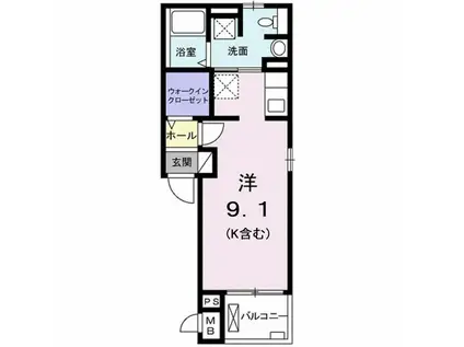 KS PLACE II(ワンルーム/3階)の間取り写真