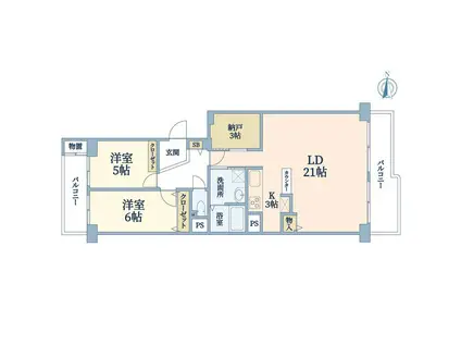 コーヅ関町スカイハイツⅠ(2LDK/2階)の間取り写真