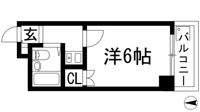 シャトー栄根Ⅱ(1K/4階)の間取り写真