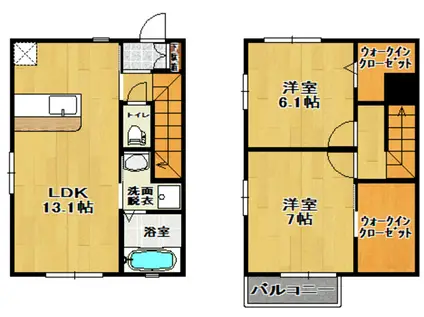 サンハイムB(2LDK/1階)の間取り写真