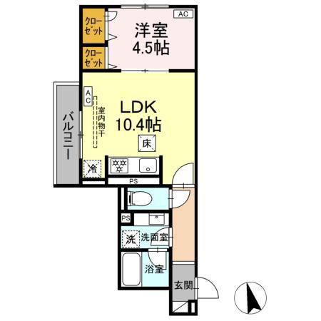 カルニュ(1LDK/1階)の間取り写真