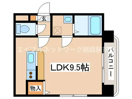 ノースコート釧路(ワンルーム/2階)の間取り写真