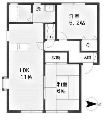 ウィンディア参番館(2LDK/1階)の間取り写真
