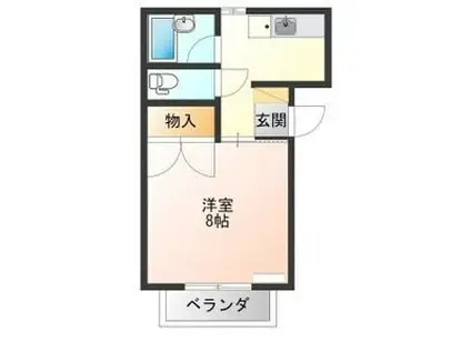 戸祭ハイツ(1K/3階)の間取り写真