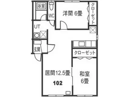 LABO山の手Ⅱ(2LDK/2階)の間取り写真
