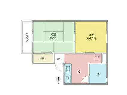 フォーブル高畑(2K/1階)の間取り写真