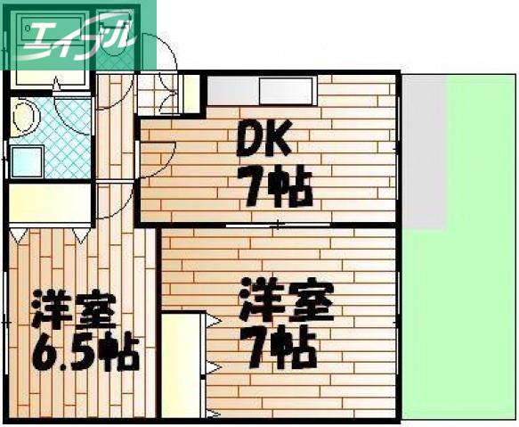 ファミーユ人見B棟(2DK/2階)の間取り写真