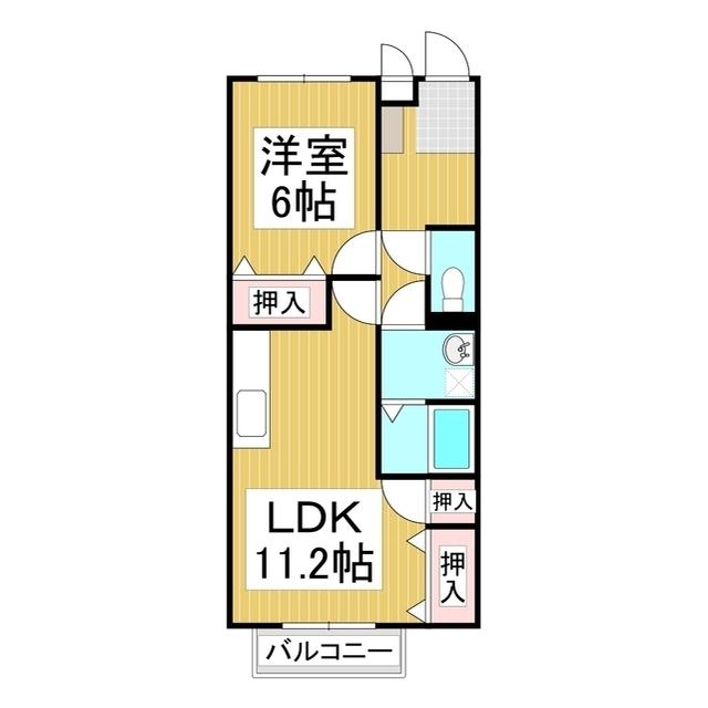 サプリング上山田A(1LDK/2階)の間取り写真