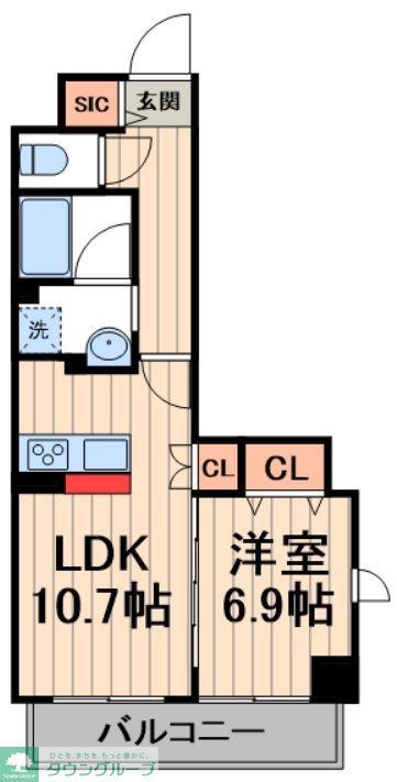 LA BELJOUR 錦糸町(1LDK/6階)の間取り写真