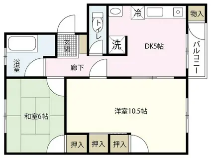 第1三沢コーポ(2DK/2階)の間取り写真