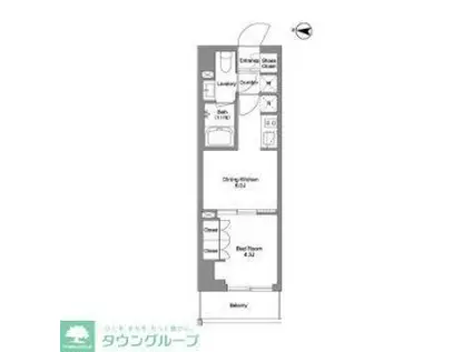 BPRレジデンス東日暮里(1DK/8階)の間取り写真