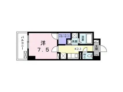 プランドール川崎大師(1K/4階)の間取り写真