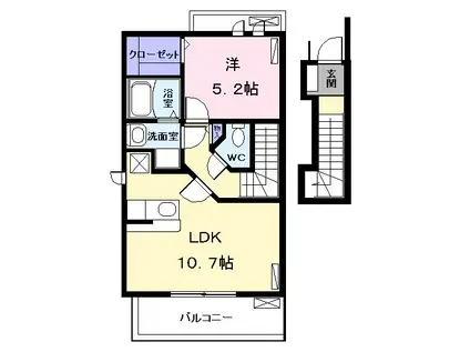 カルム セイス(1LDK/2階)の間取り写真