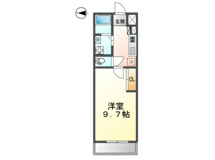 エチュード鳩羽(1K/2階)の間取り写真