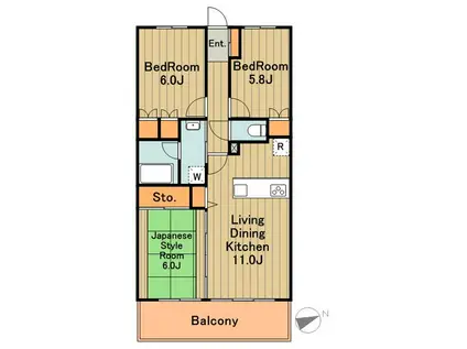 アンビシャスパーク南大沢(3LDK/3階)の間取り写真