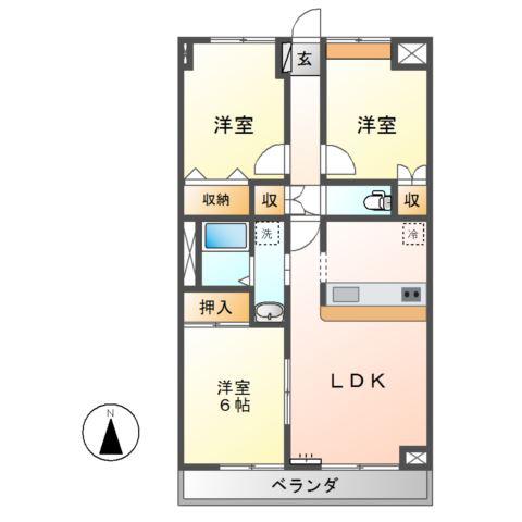 ヴィンテージ水戸(3LDK/2階)の間取り写真