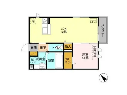 リヴェール(1LDK/3階)の間取り写真